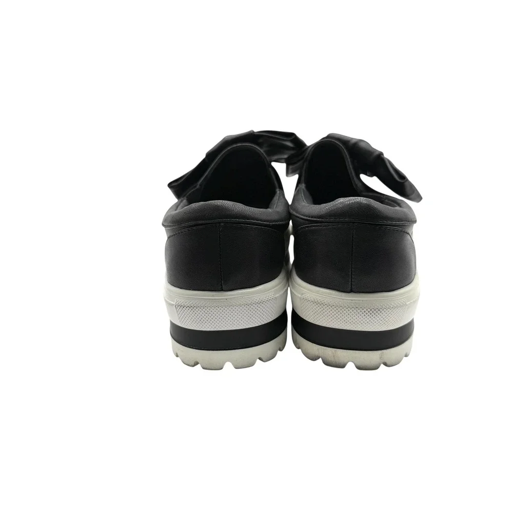 Anne Fontaine Black Platform Loafers Slip On Bow Accent Women's Shoes Size 39‎